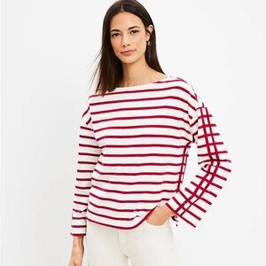 LOFT Striped Boat Neck Sweater Large Women’s NWT